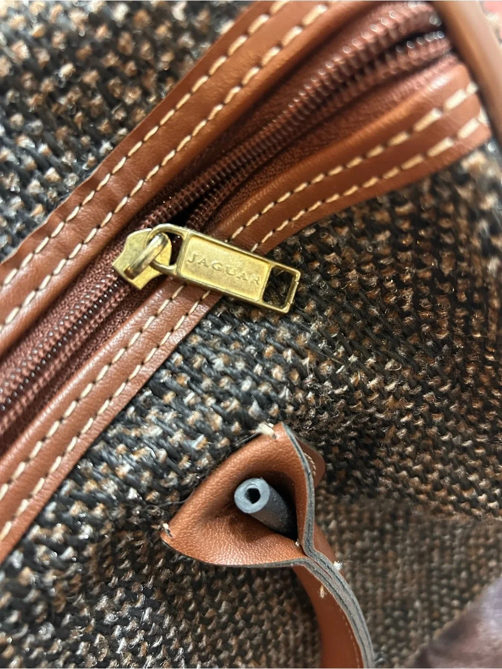 Textured Brown and Tan 2 piece Travel Satchel Bag Set by Jaguar